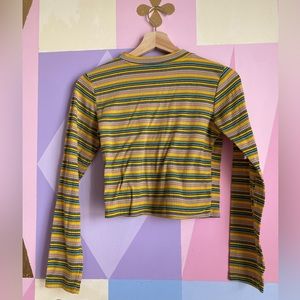 Long Sleeve Striped Crop Tank